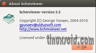 Версия приложения KchmViewer просмотр файлов chm в Linux