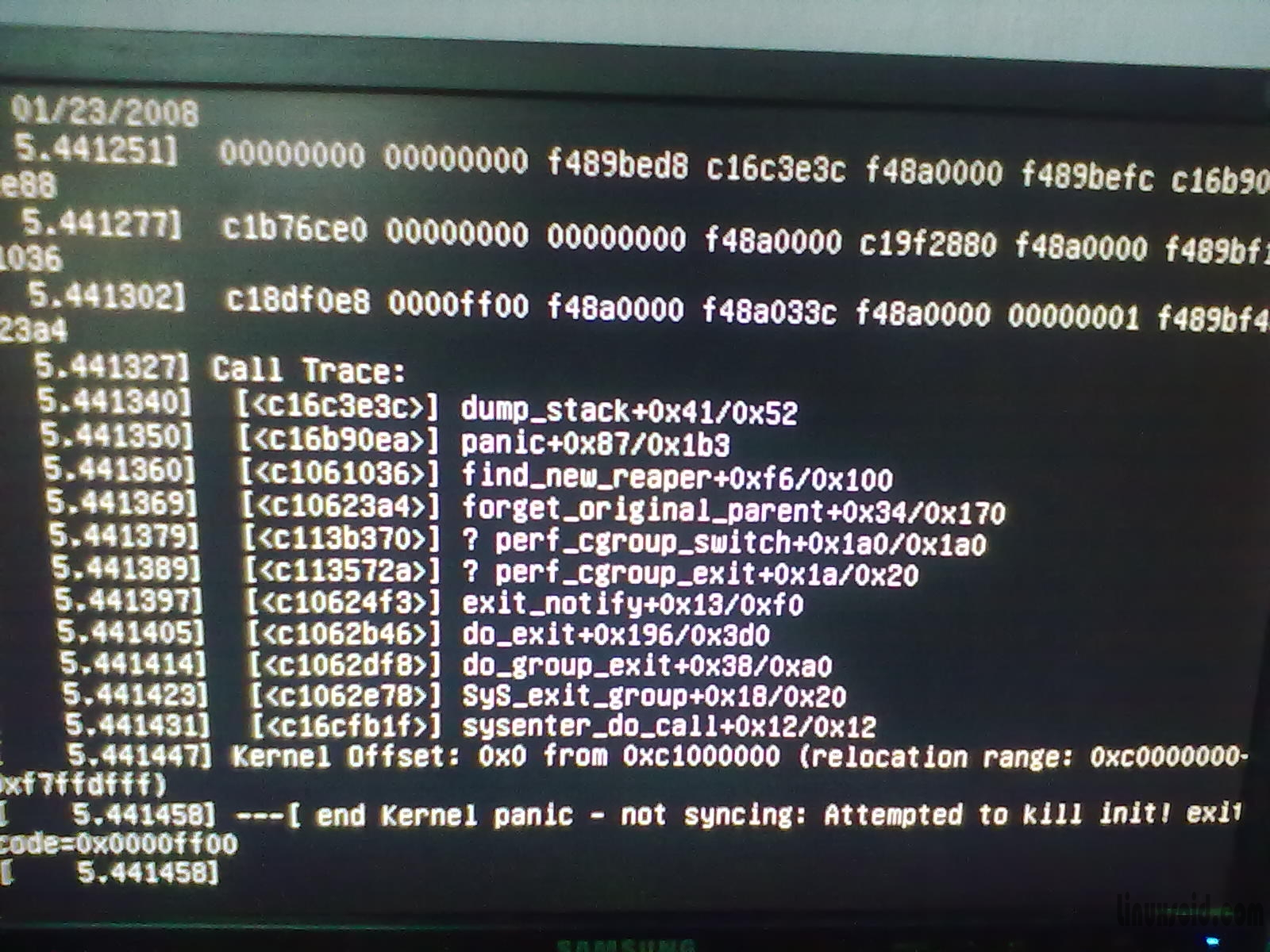 End kernel panic not syncing attempted to kill init exit