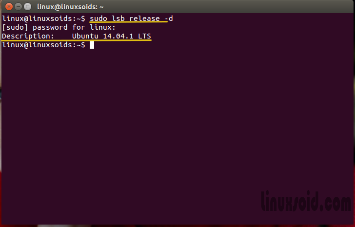 Вводим соответствующую команду в терминал чтобы узнать версию дистрибутива Ubuntu
