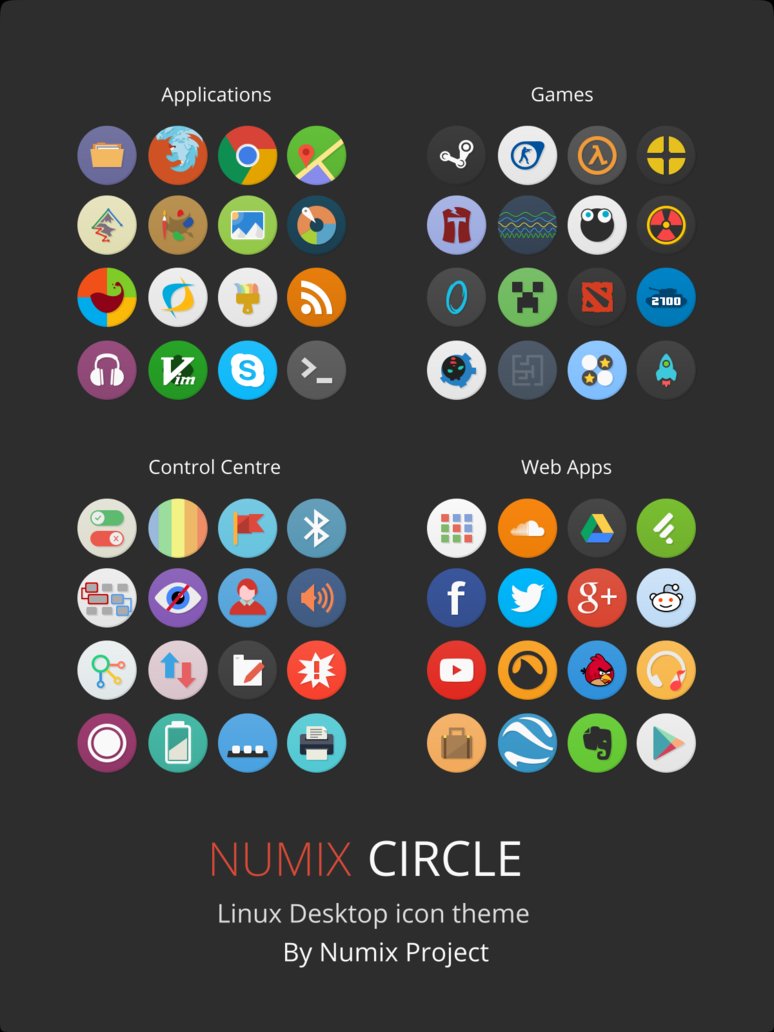 Numix-Circle Icon Theme for Ubuntu 16.04 LTS Xenial Xerus