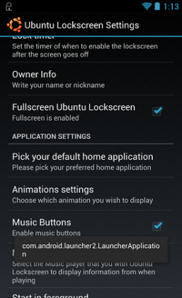 окно дополнительных настроек Ubuntu Lockscreen